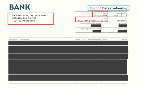 Bankafschrift voorbeeld